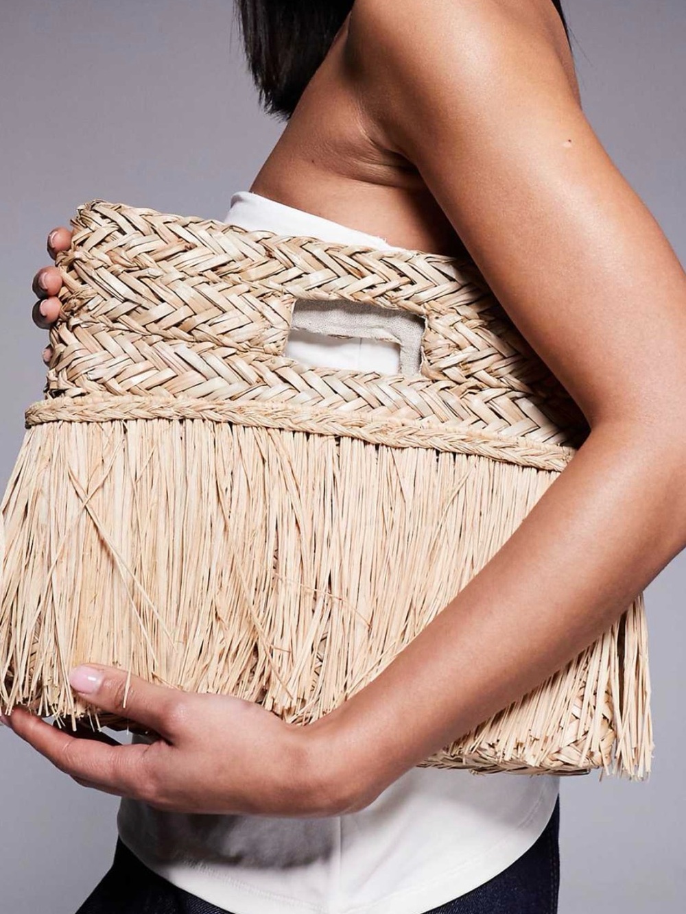 Brand New ASOS South Beach Straw Fringe Clutch
